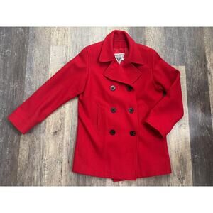 J. Percy for Marvin Richards Red Wool Peacoat Size Medium